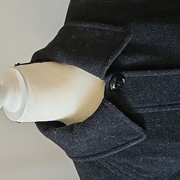 London Fog Wool Blend Black Pea Coat - Picture 4 of 12